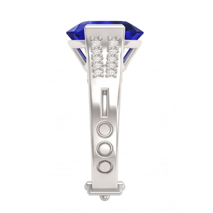 Natural Earth Mined Diamond Engagement Ring Heart Bar Set Blue Sapphire 2.50 Carats