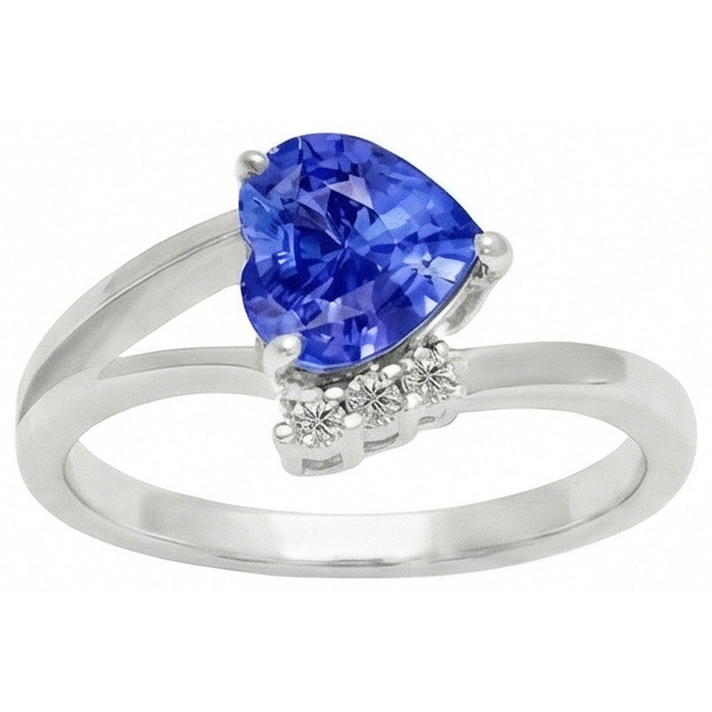 Natural Earth Mined Diamond Engagement Ring Heart Light Blue Sapphire 2.25 Carats