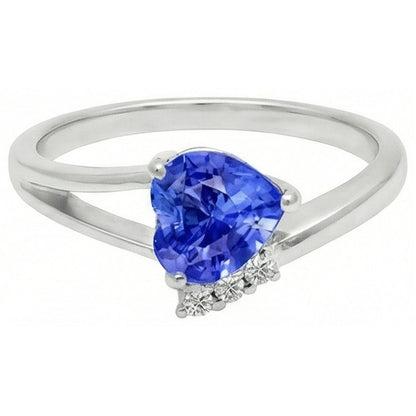 Natural Earth Mined Diamond Engagement Ring Heart Light Blue Sapphire 2.25 Carats