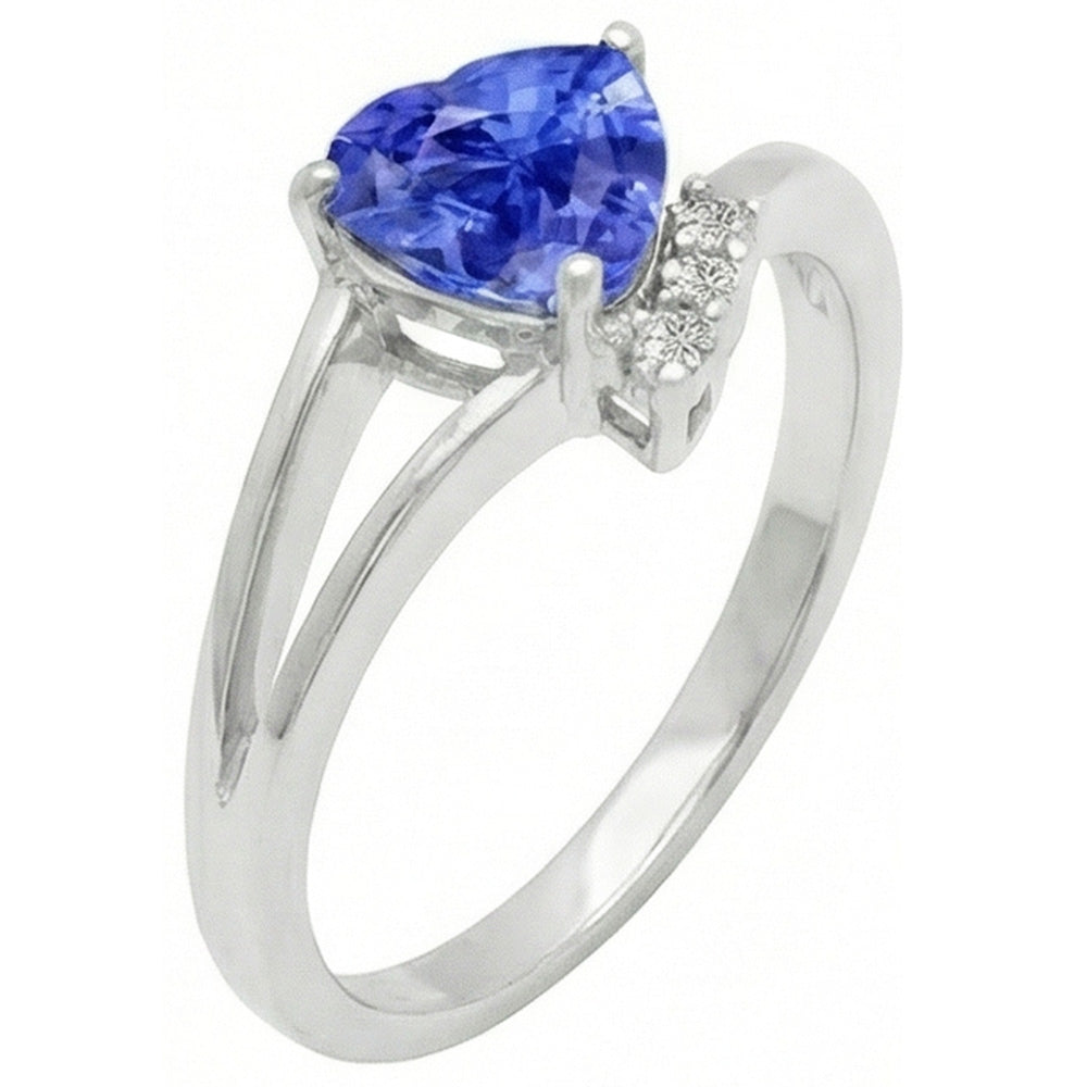 Natural Earth Mined Diamond Engagement Ring Heart Light Blue Sapphire 2.25 Carats