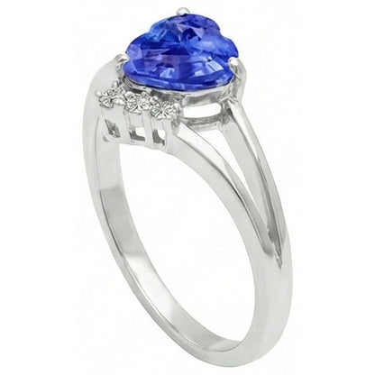 Natural Earth Mined Diamond Engagement Ring Heart Light Blue Sapphire 2.25 Carats