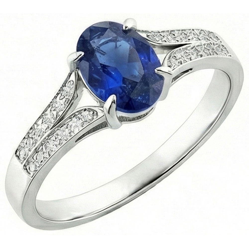 Natural Earth Mined Diamond Engagement Ring Oval Blue Sapphire Split Shank 3.50 Carats New