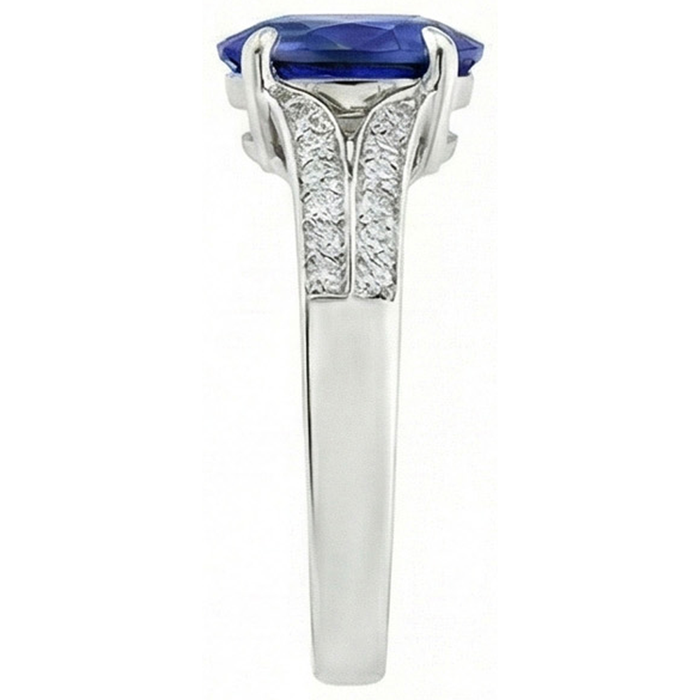 Natural Earth Mined Diamond Engagement Ring Oval Blue Sapphire Split Shank 3.50 Carats New