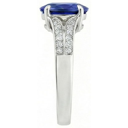 Natural Earth Mined Diamond Engagement Ring Oval Blue Sapphire Split Shank 3.50 Carats New