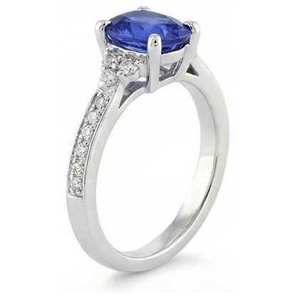 Natural Earth Mined Diamond Engagement Ring Oval Sri Lankan Sapphire 3.50 Carats