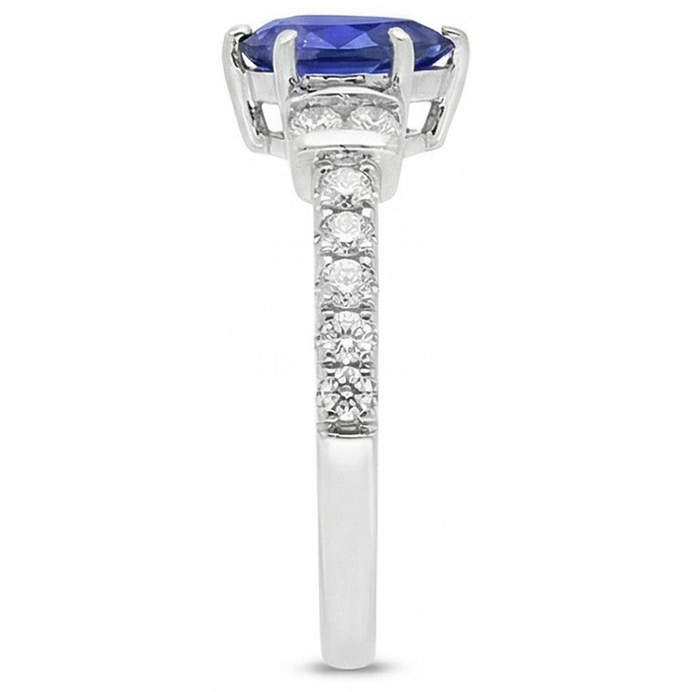 Natural Earth Mined Diamond Engagement Ring Pear Blue Sapphire 2.50 Carats Gold