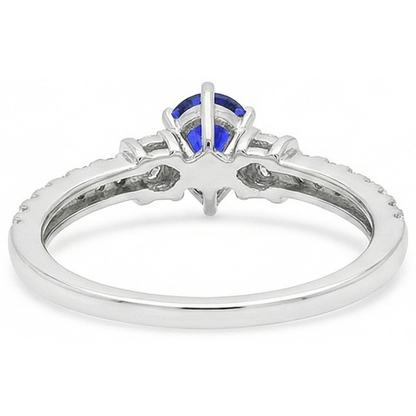 Natural Earth Mined Diamond Engagement Ring Pear Blue Sapphire 2.50 Carats Gold