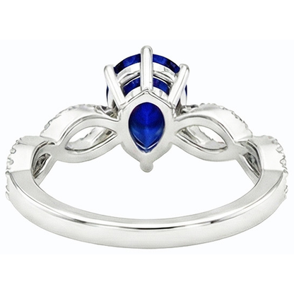Natural Earth Mined Diamond Engagement Ring Pear Blue Sapphire 3 Carats Women’s Jewelry