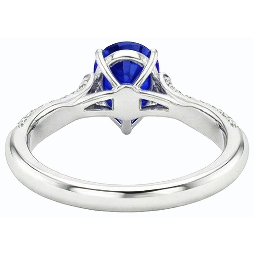 Natural Earth Mined Diamond Engagement Ring Pear Srilanka Sapphire 3 Carats Gold
