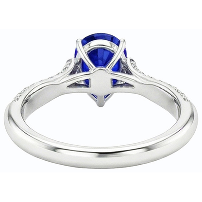 Natural Earth Mined Diamond Engagement Ring Pear Srilanka Sapphire 3 Carats Gold
