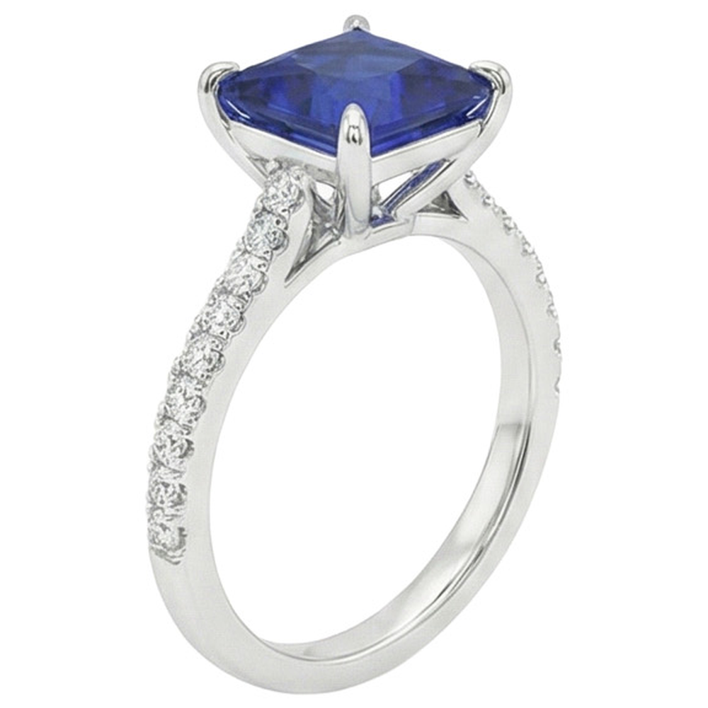 natural round sapphire 5.50ct ring profile view