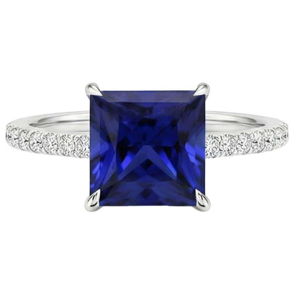 natural round sapphire 5.50ct ring close up detail