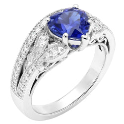 Natural Sapphire Ring 3ct - White Gold 14K