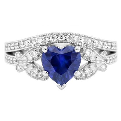 natural round sapphire 3ct ring side angle