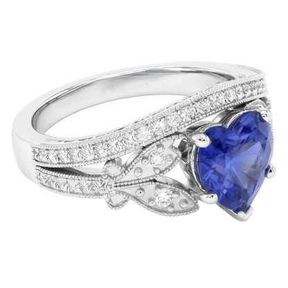 natural round sapphire 3ct ring close up detail