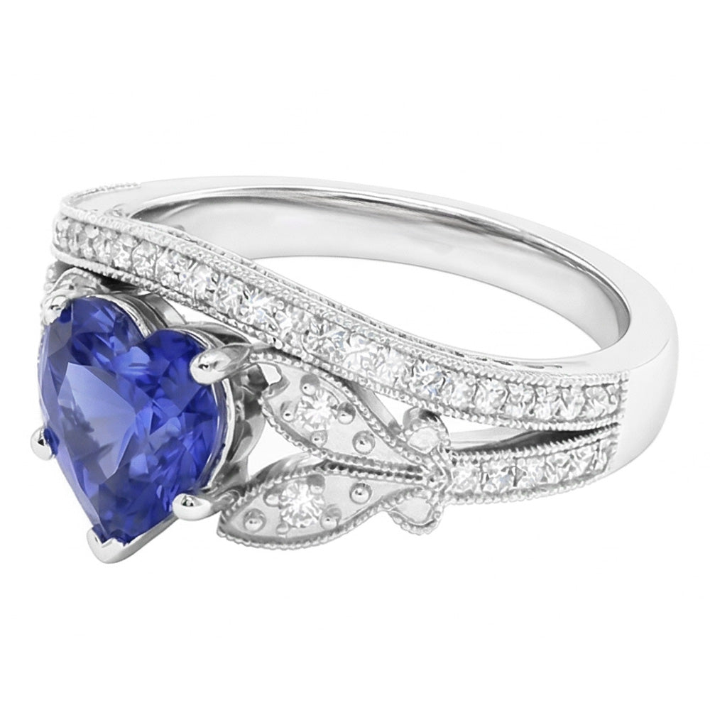 natural round sapphire 3ct ring top view