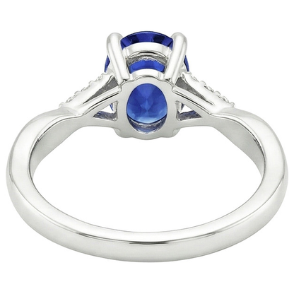 Natural Earth Mined Diamond Engagement Ring Split Shank Oval Cut Blue Sapphire 3 Carats