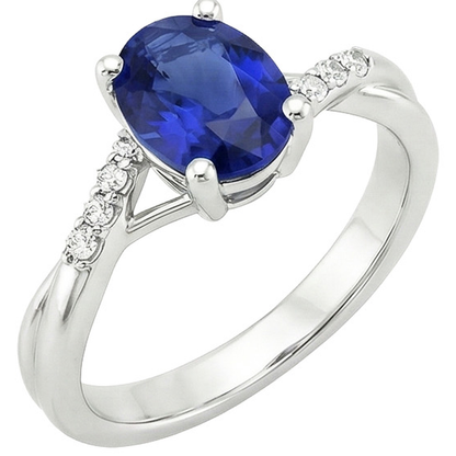 Natural Earth Mined Diamond Engagement Ring Split Shank Oval Cut Blue Sapphire 3 Carats