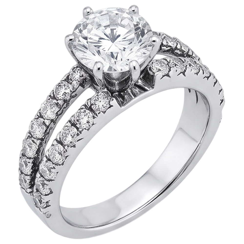 Natural Earth Mined Diamond Engagement Ring Split Shank Prong Setting 2.50 Carat WG 14K