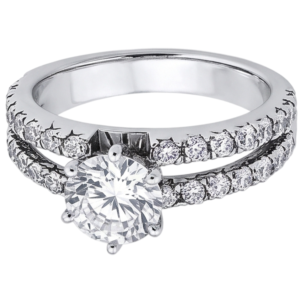 Natural Earth Mined Diamond Engagement Ring Split Shank Prong Setting 2.50 Carat WG 14K
