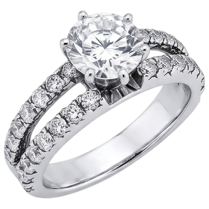 Natural Earth Mined Diamond Engagement Ring Split Shank Prong Setting 2.50 Carat WG 14K