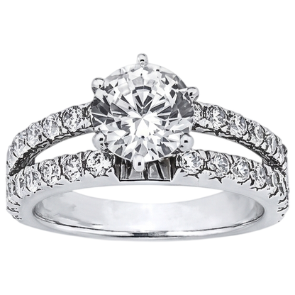 Natural Earth Mined Diamond Engagement Ring Split Shank Prong Setting 2.50 Carat WG 14K