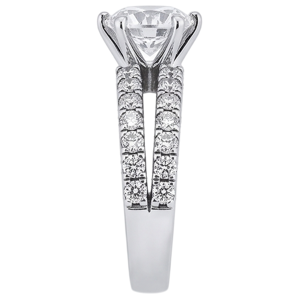 Natural Earth Mined Diamond Engagement Ring Split Shank Prong Setting 2.50 Carat WG 14K