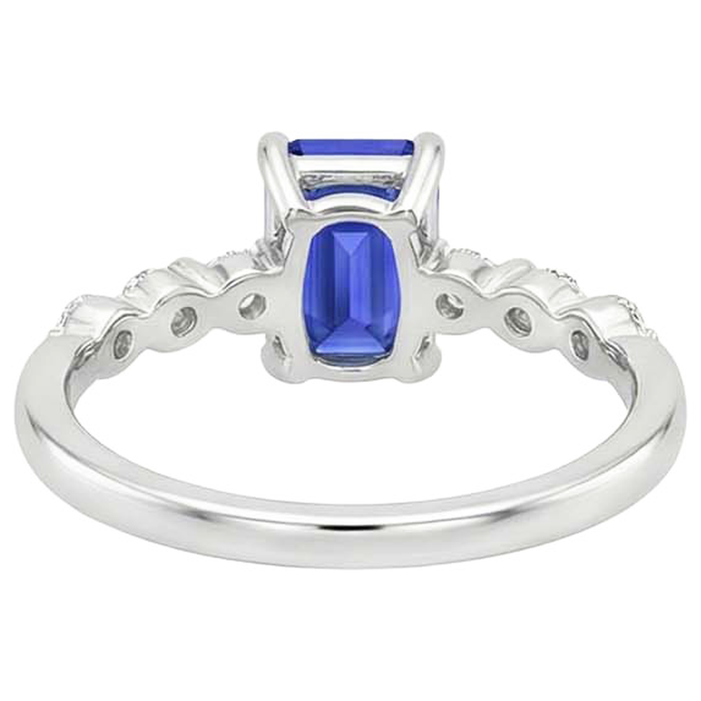 Natural Earth Mined Diamond Engagement Ring Sri Lankan Sapphire 3.50 Carats White Gold 14K