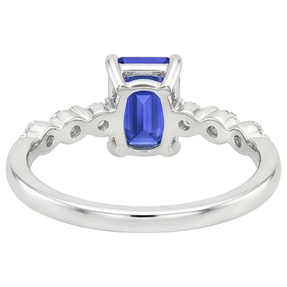 Natural Earth Mined Diamond Engagement Ring Sri Lankan Sapphire 3.50 Carats White Gold 14K