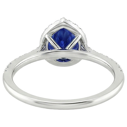 Natural Earth Mined Diamond Engagement Ring Teardrop Style Pear Blue Sapphire 6.20 Carats