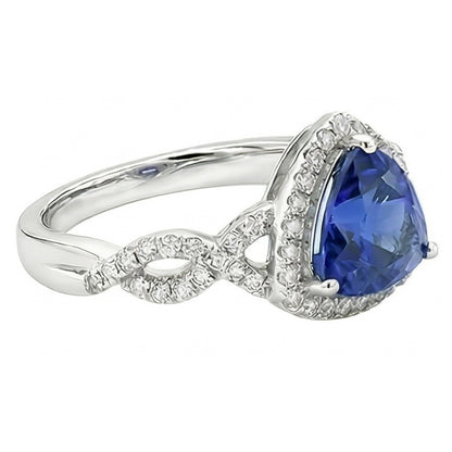 Natural Earth Mined Diamond Engagement Ring Trillion Cut Sapphire Twisted Shank 3 Carats