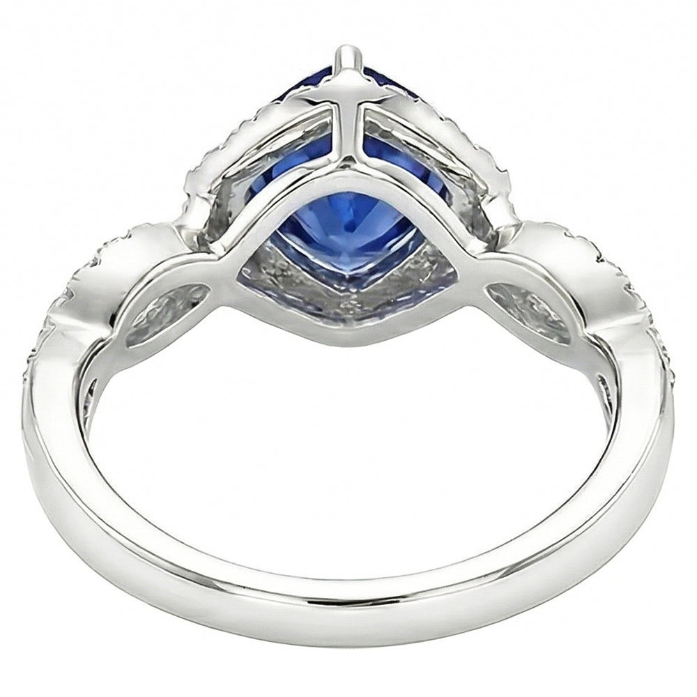 Natural Earth Mined Diamond Engagement Ring Trillion Cut Sapphire Twisted Shank 3 Carats