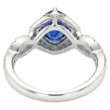Natural Earth Mined Diamond Engagement Ring Trillion Cut Sapphire Twisted Shank 3 Carats