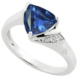 Natural Earth Mined Diamond Engagement Ring Trillion Deep Blue Sapphire 1.75 Carats