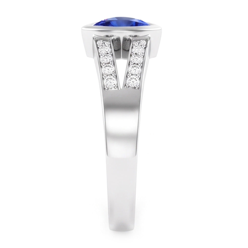 Natural Earth Mined Diamond Engagement Ring Trillion Sapphire Jewelry Split Shank 1 Carat