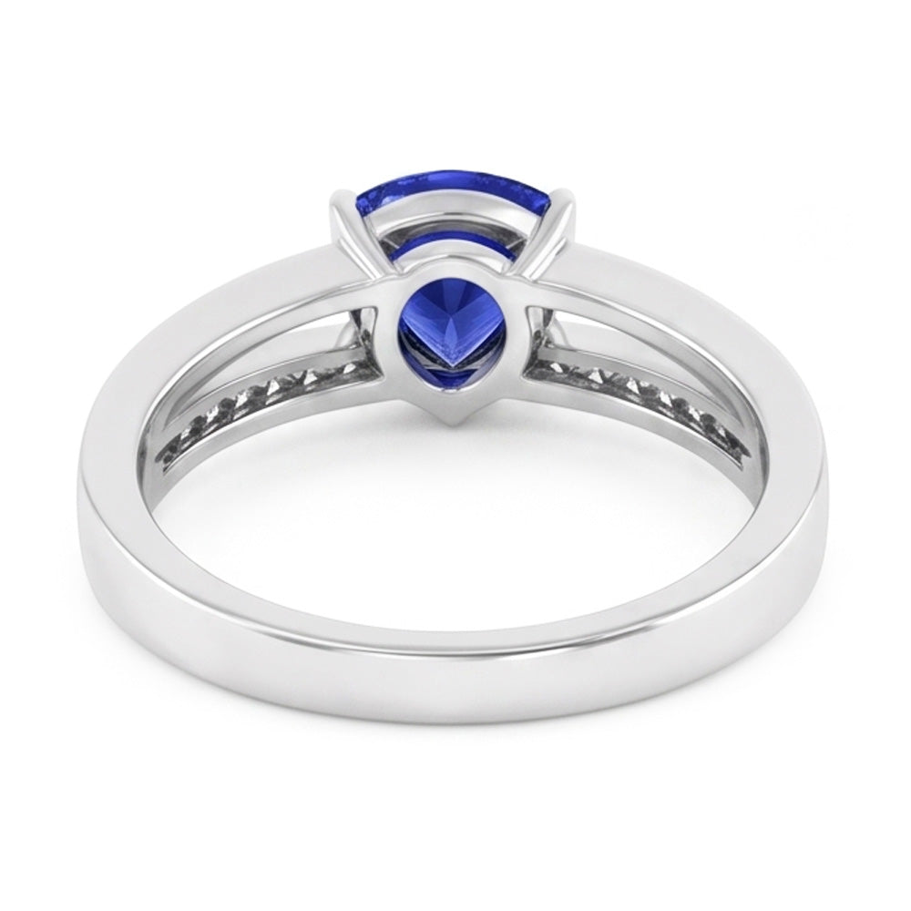 Natural Earth Mined Diamond Engagement Ring Trillion Sapphire Jewelry Split Shank 1 Carat