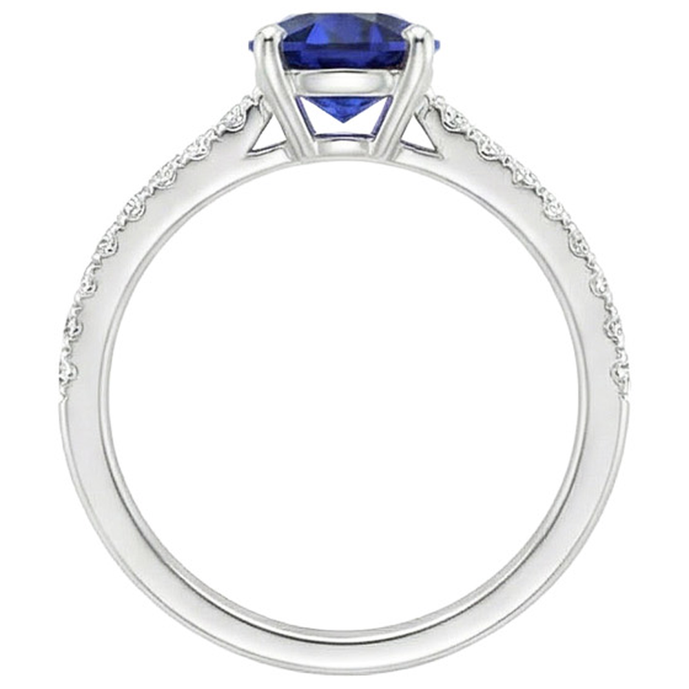 Natural Earth Mined Diamond Engagement Ring With Accents Oval Blue Sapphire 3 Carats