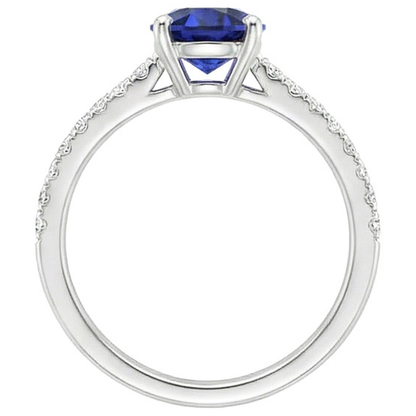 Natural Earth Mined Diamond Engagement Ring With Accents Oval Blue Sapphire 3 Carats