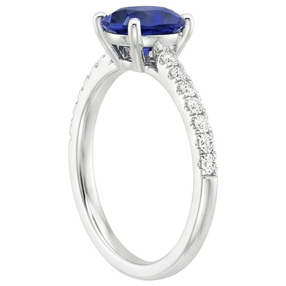 Natural Earth Mined Diamond Engagement Ring With Accents Oval Blue Sapphire 3 Carats