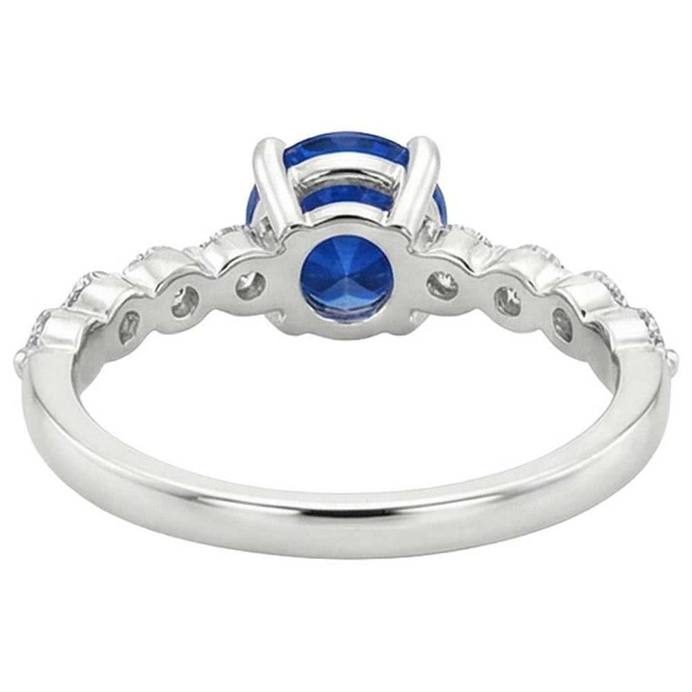Natural Earth Mined Diamond Engagement Ring With Blue Sapphire Center 3 Carats White Gold