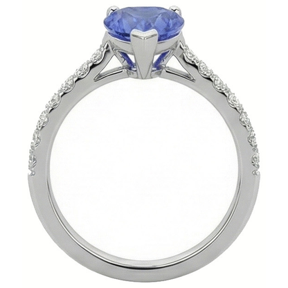 Natural Earth Mined Diamond Engagement Srilanka Sapphire Ring Scallop Set Accents 3 Carats