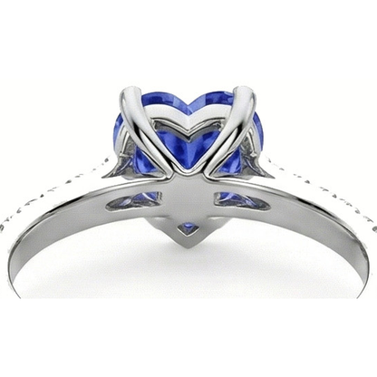 Natural Earth Mined Diamond Engagement Srilanka Sapphire Ring Scallop Set Accents 3 Carats