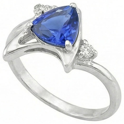 Natural Earth Mined Diamond Fancy Ring Ceylon Sapphire Trillion Cut Gemstone 1.75 Carats