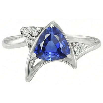 Natural Earth Mined Diamond Fancy Ring Ceylon Sapphire Trillion Cut Gemstone 1.75 Carats