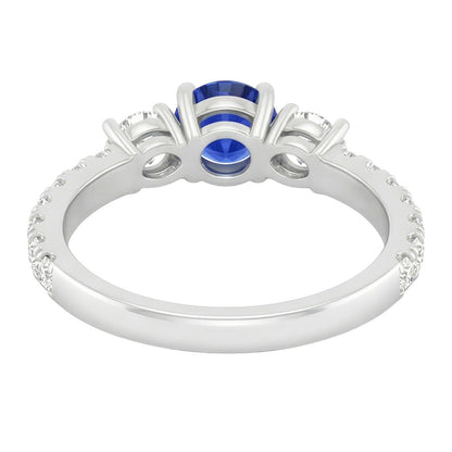 Natural Earth Mined Diamond Gemstone Ring 2.50 Carats Round Srilankan Sapphire White Gold