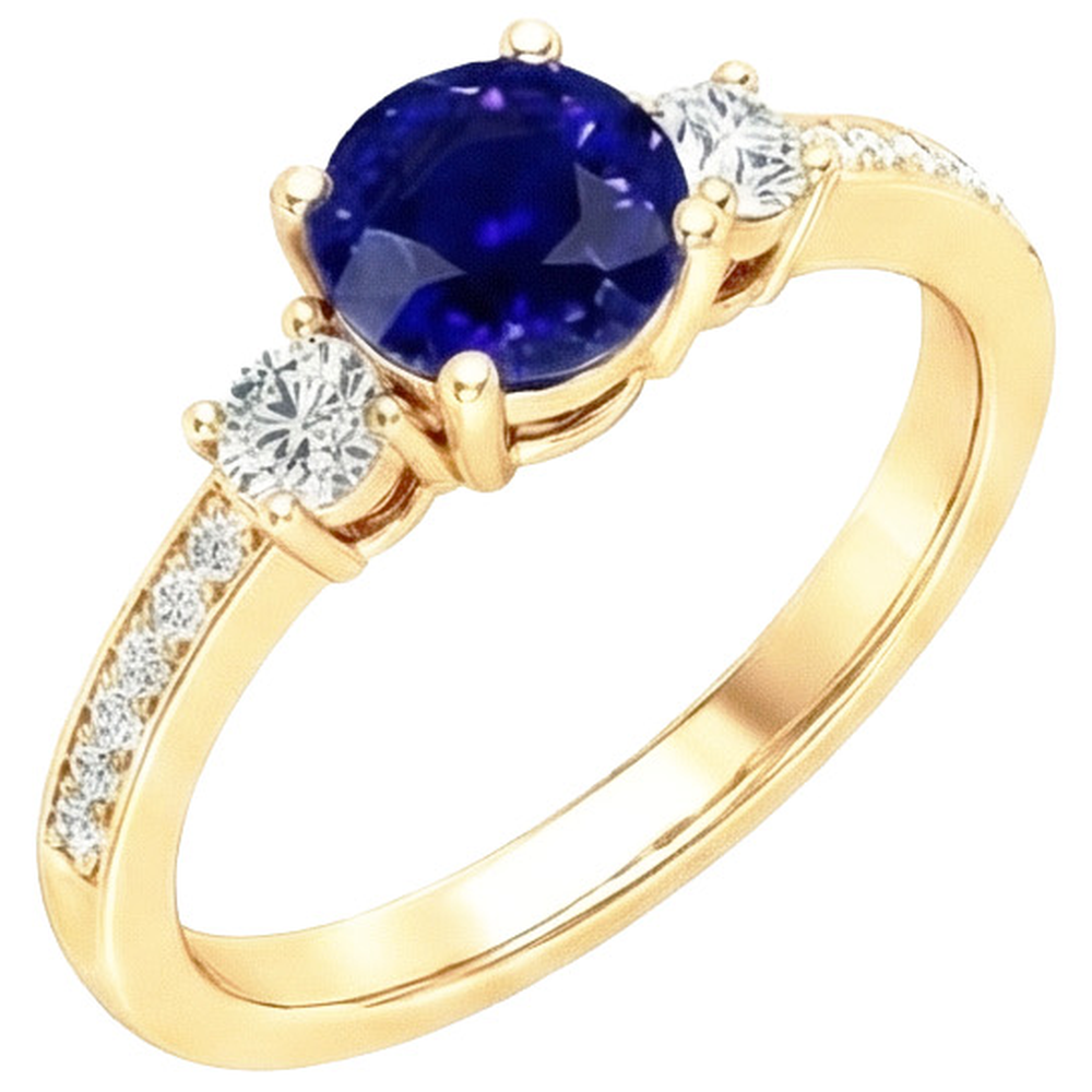 natural round sapphire 2ct ring top view