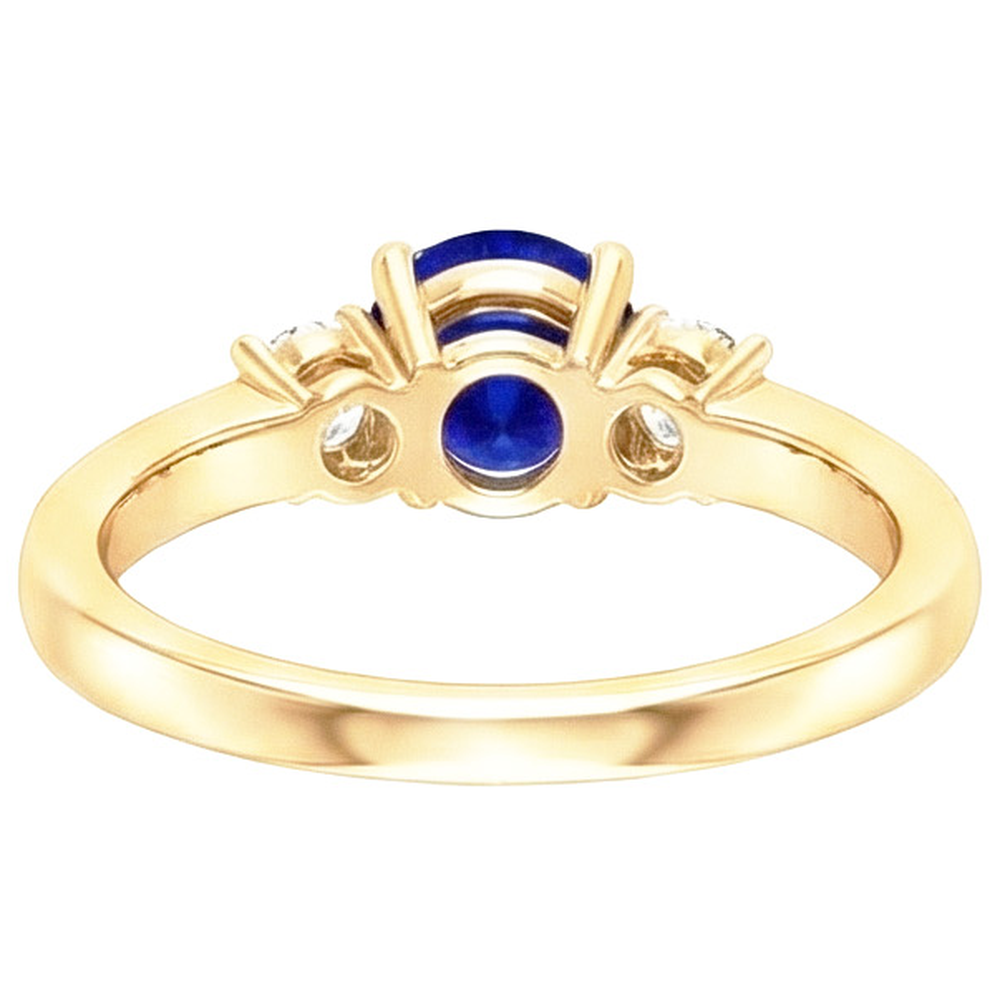 natural round sapphire 2ct ring on white background