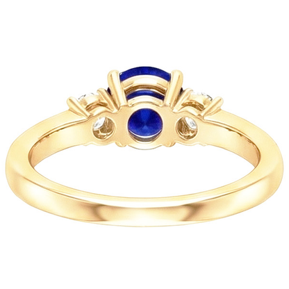 natural round sapphire 2ct ring on white background