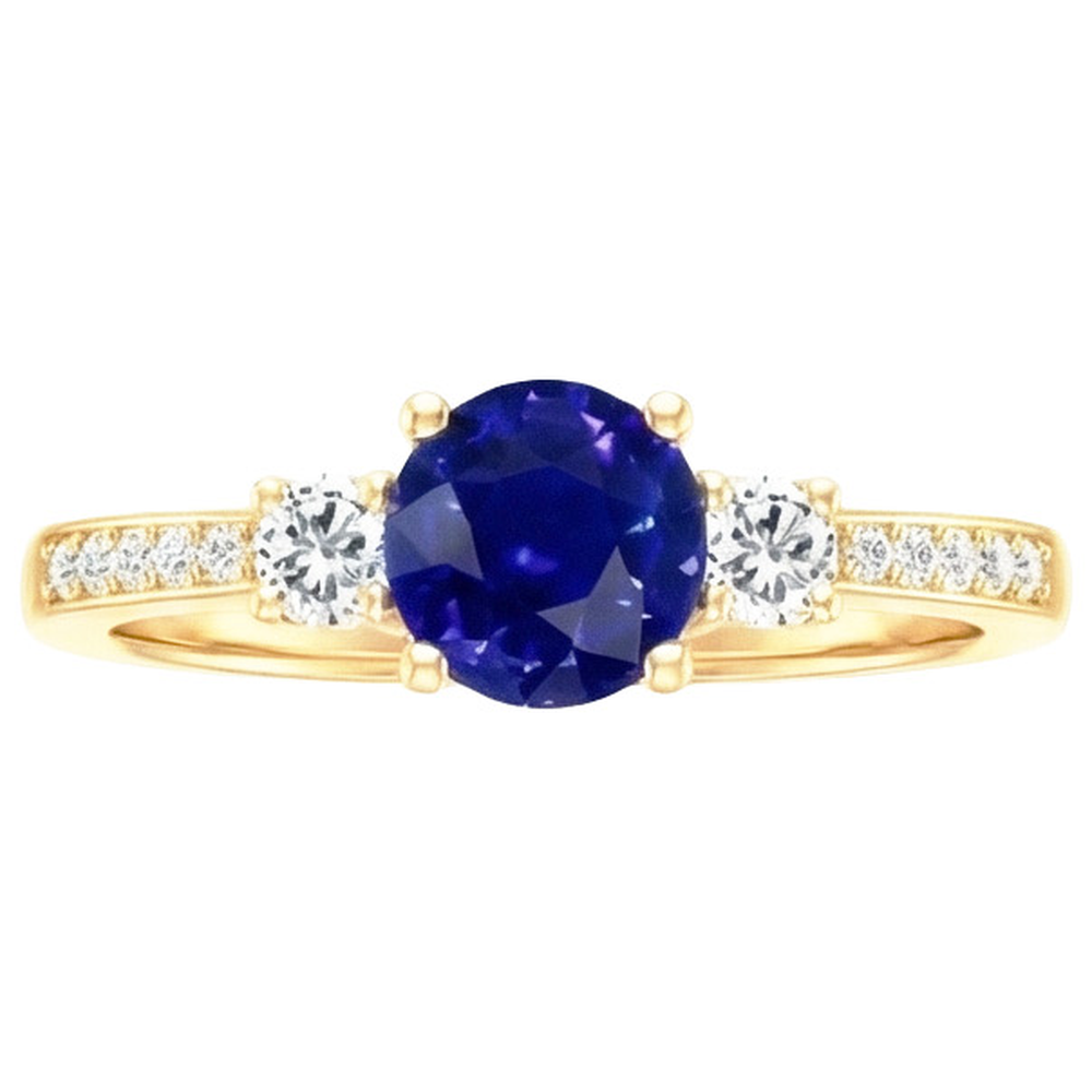 natural round sapphire 2ct ring side angle