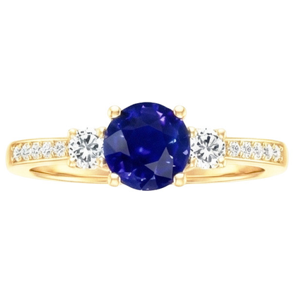 natural round sapphire 2ct ring side angle